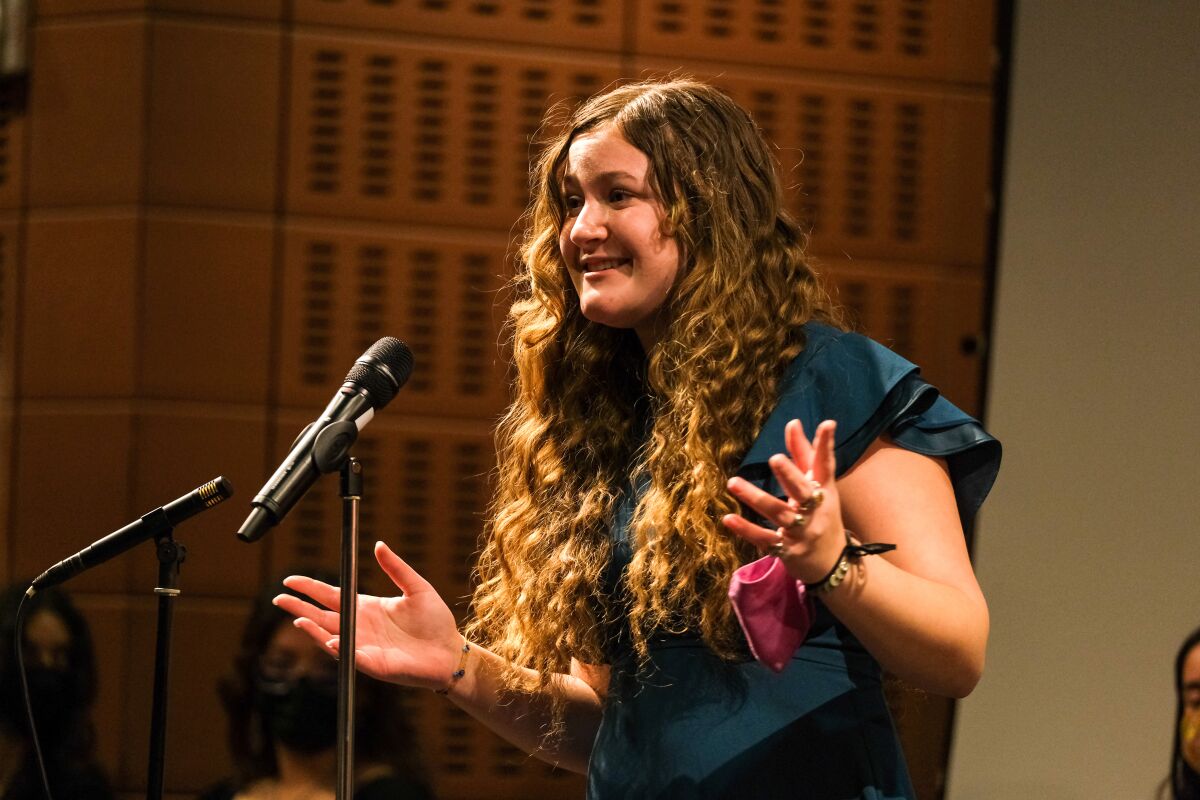 Sadie Stevens, a junior at Valley Center HS, recently took first place in the 2022 countywide Poetry Out Loud competition.