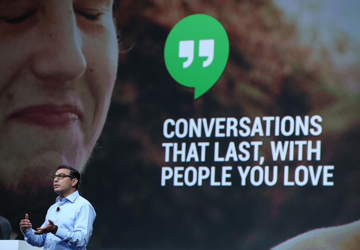 Vic Gundotra, Google senior vice president of engineering, announces Hangouts for Google+.