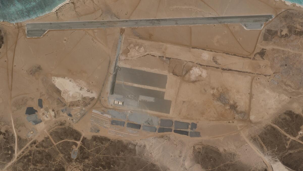 Aerial view of air base under construction