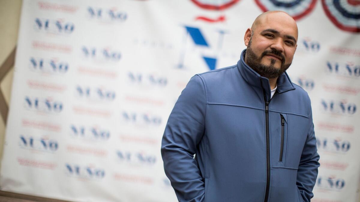 Jorge Nuno at his Council District 9 campaign headquarters in South Los Angeles.