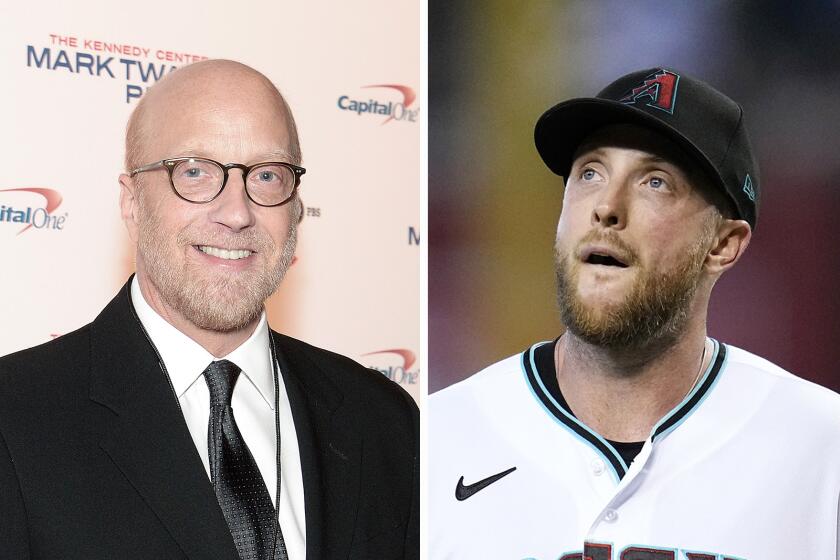 Left: Chris Elliott; Right: D-backs pitcher Merrill Kelly