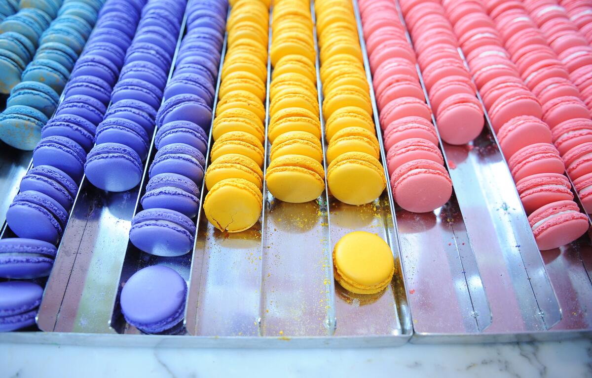 Macarons are displayed at Bottega Louie in downtown Los Angeles.