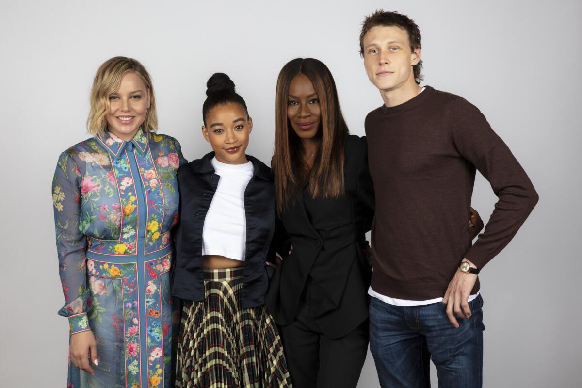 Actress Abbie Cornish, actress Amandla Sternberg, writer/direrctor Amma Asante and actor George MacKay, from "Where Hands Touch."