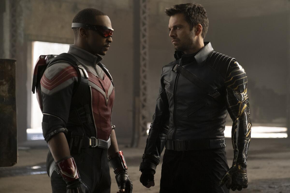 Anthony Mackie and Sebastian Stan in Disney+'s "The Falcon and the Winter Soldier"