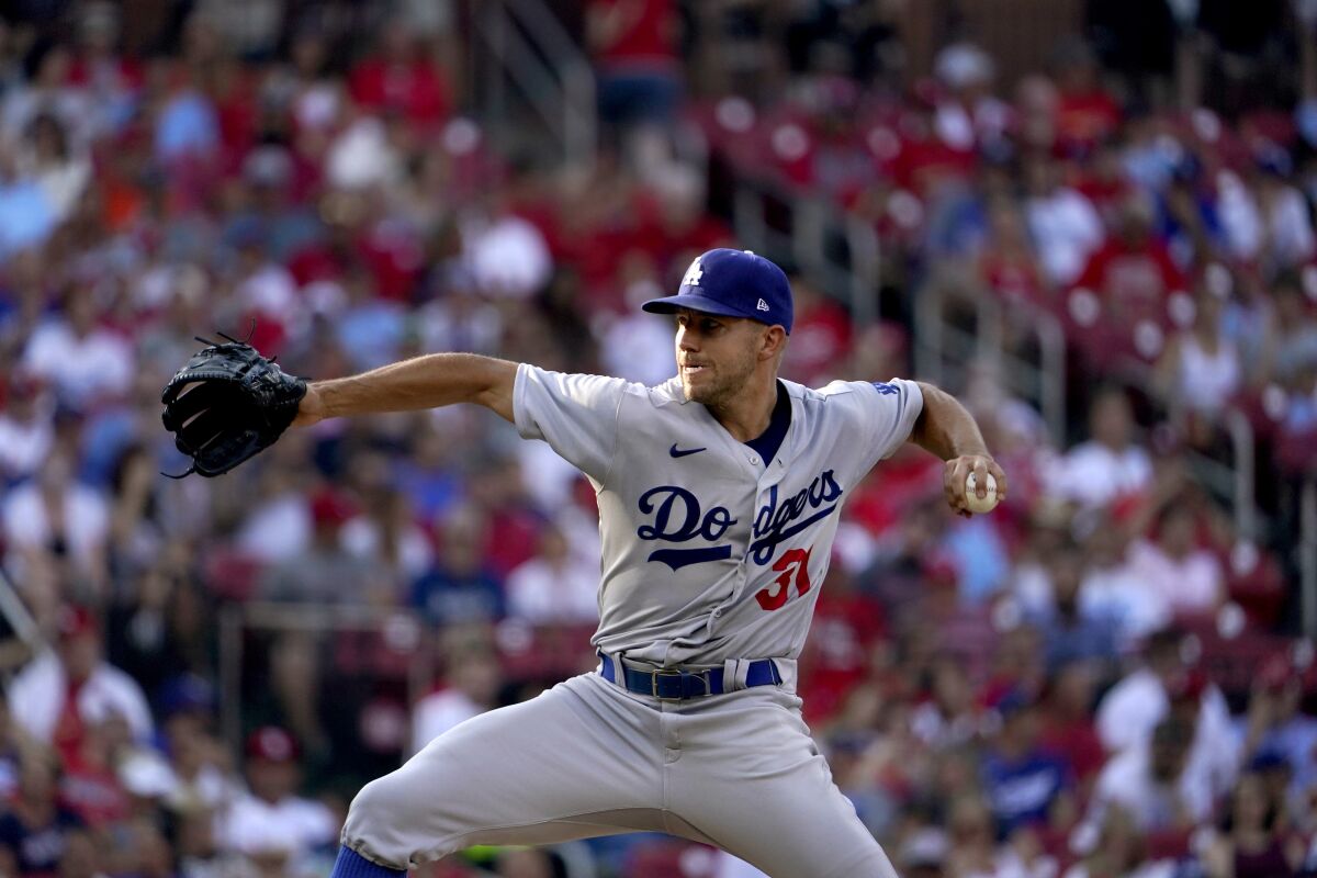 Dodgers pitcher Tyler Anderson throws during the first inning against the St. Louis Cardinals.