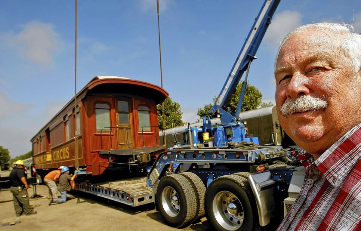 Fillmore & Western co-owner David Wilkinson, shown in 2010, is fighting an eviction lawsuit. Behind him is a rail car being transported for filming of "Water for Elephants."