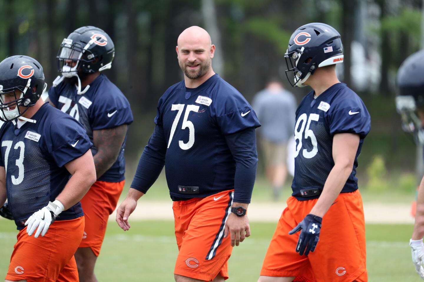 Bears offensive guard Kyle Long (75) during minicamp Wednesday, June 6, 2018 at Halas Hall.