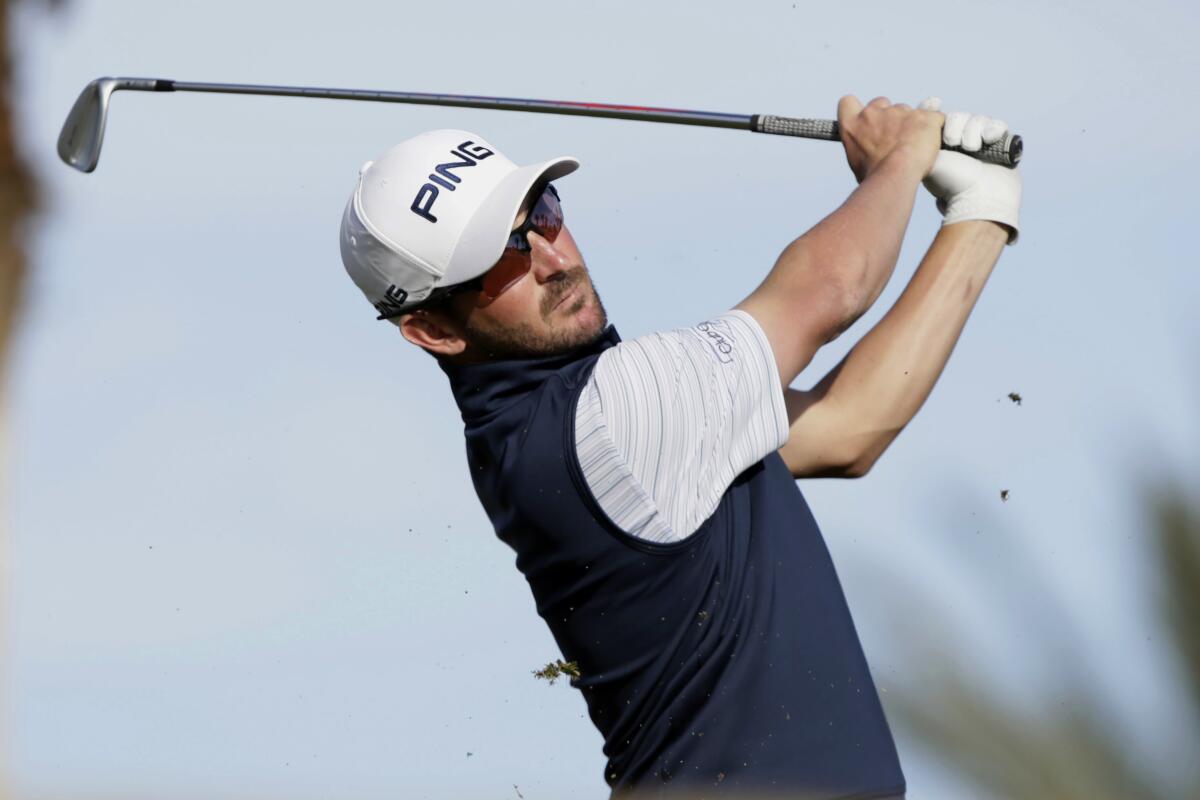 Andrew Landry hits from the eighth tee during the third round of The American Express golf tournament on Jan. 18, 2020.