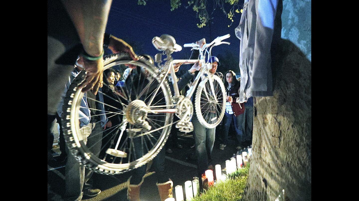 Photo Gallery: Shrine and Ghost Bike memorial for fallen bicyclist