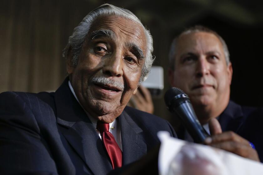 Rep. Charles Rangel of New York at his election night party in Harlem. He declared victory, but his opponent refused to concede.