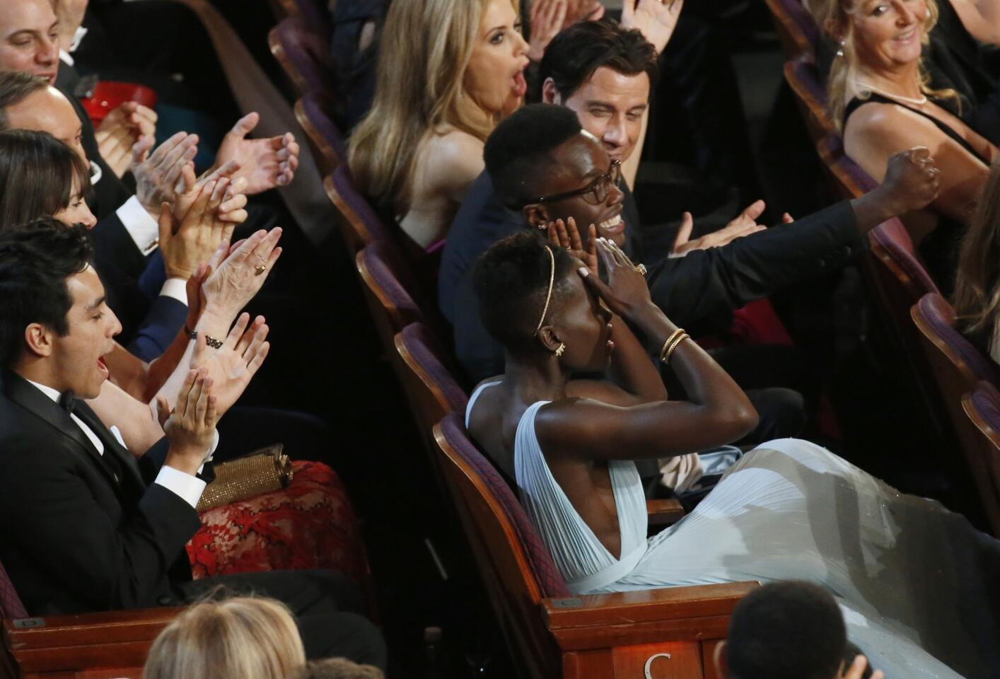 Backstage at the 2014 Academy Awards