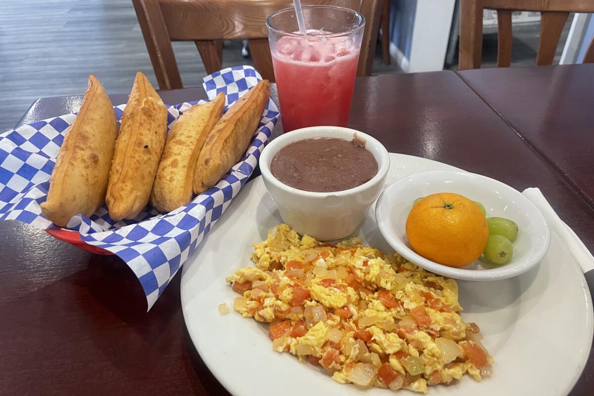 Tomato and eggs with fry jacks at the Blue Hole