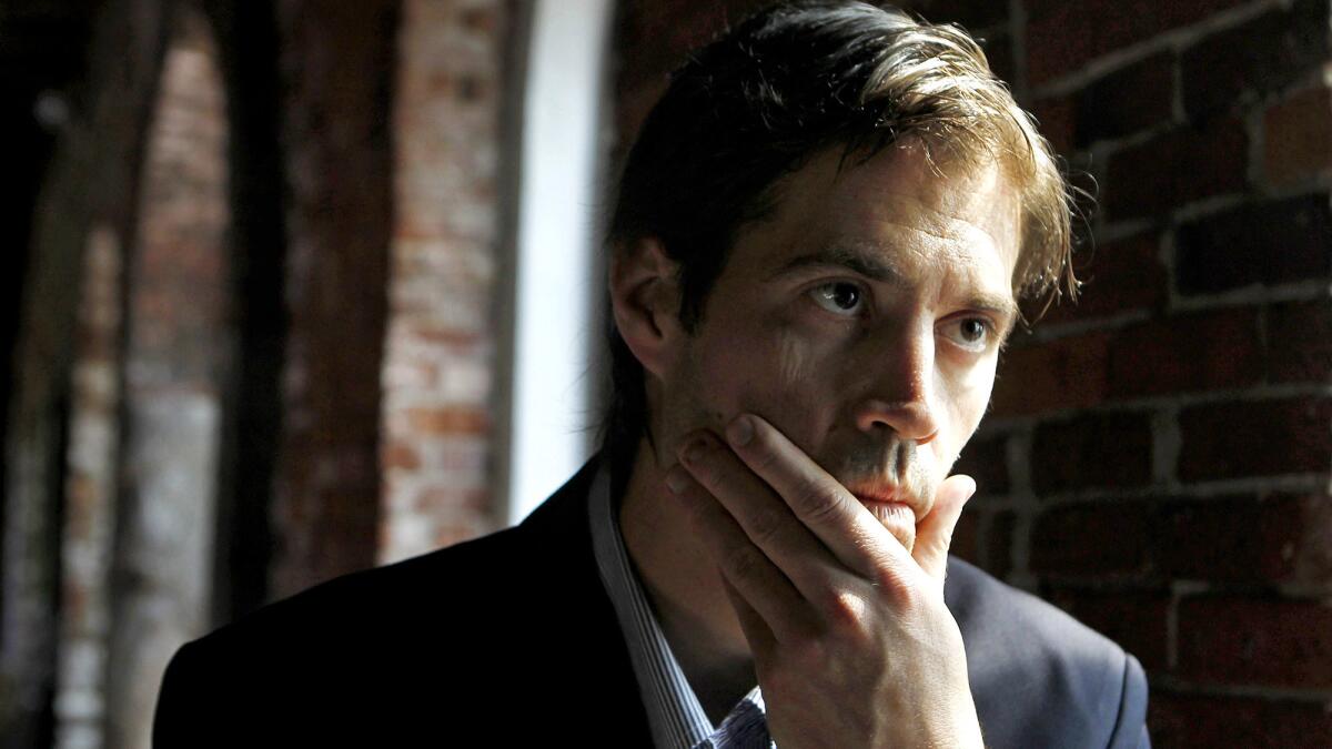 American journalist James Foley answers questions during an interview in Boston with the Associated Press in May 2011.