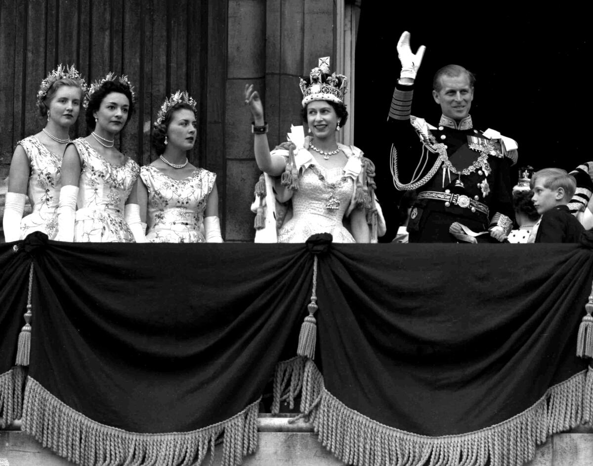 Queen Elizabeth II and Prince Philip, Duke of Edinburgh, with other members of the royal family