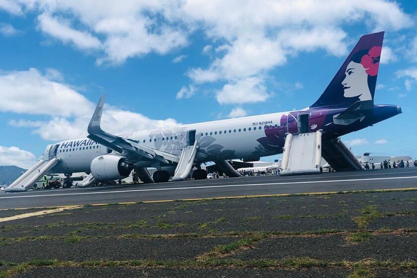 A Hawaiian Airlines flight is grounded in Honolulu.