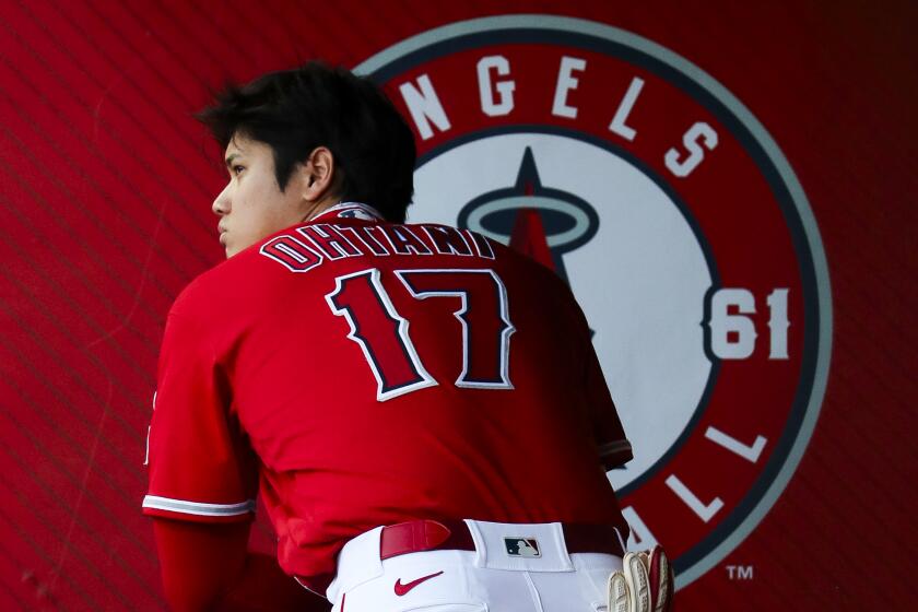 Anaheim, CA - July 18: Angeles designated hitter Shohei Ohtani during a game with the Yankees at Angel Stadium.