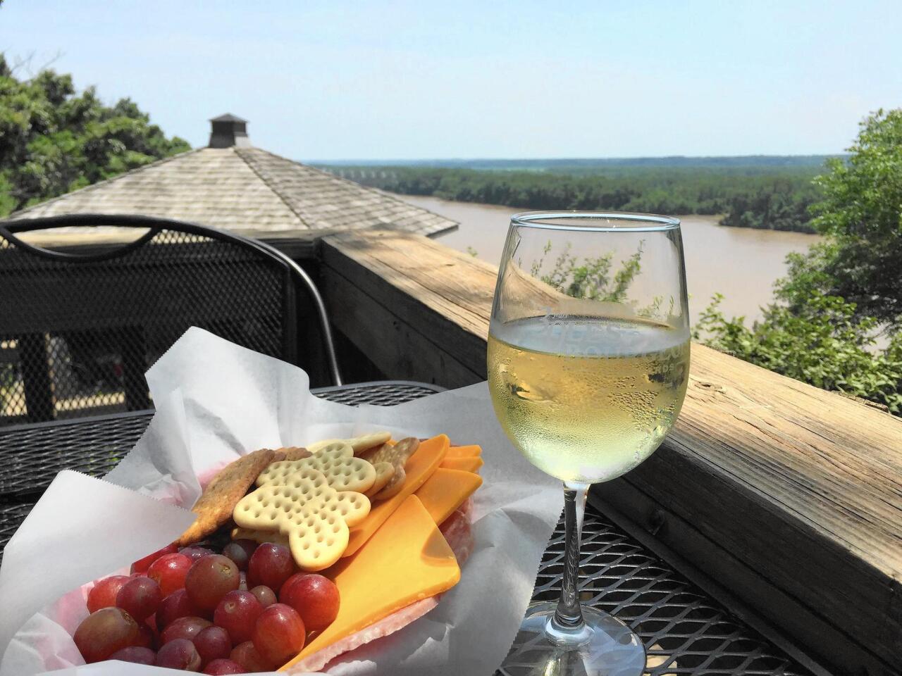 A midday snack at Les Bourgeois Vineyards’ A-Frame, a popular spot to picnic in Rocheport, Mo.