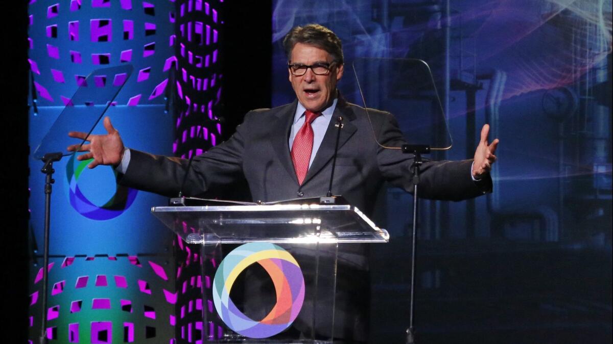 U.S. Energy Secretary Rick Perry speaks at an energy summit Thursday in Salt Lake City.