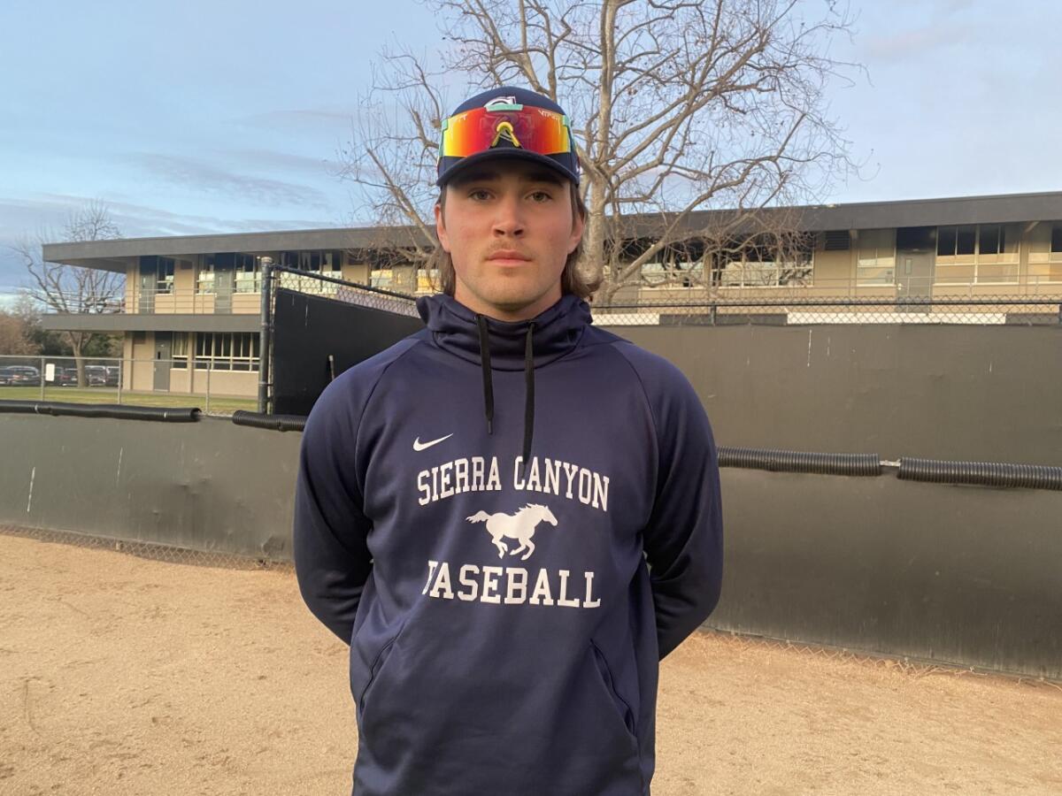 Jaden Noot of Sierra Canyon High poses for a photo at school.