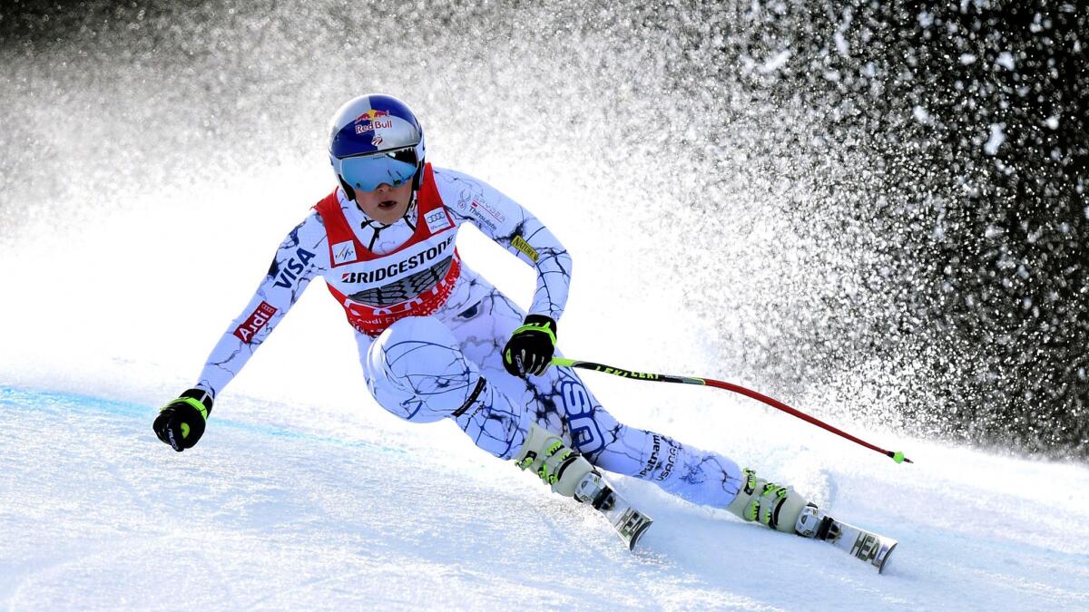 Lindsey Vonn competes in the downhill competition at Garmisch-Partenkirchen on Saturday.