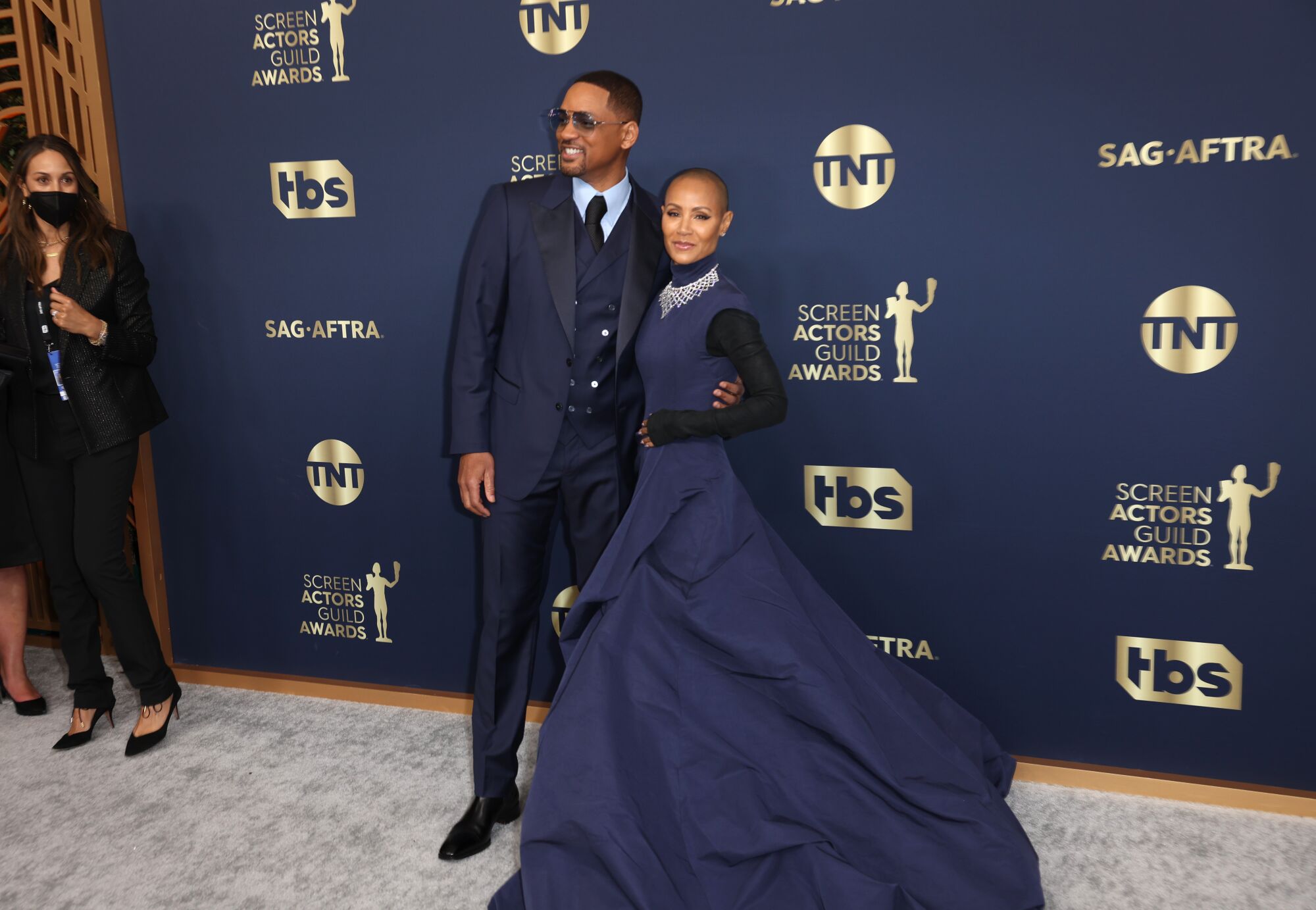 Will Smith and Jada Pinkett-Smith arriving at the 28th Screen Actors Guild Awards.