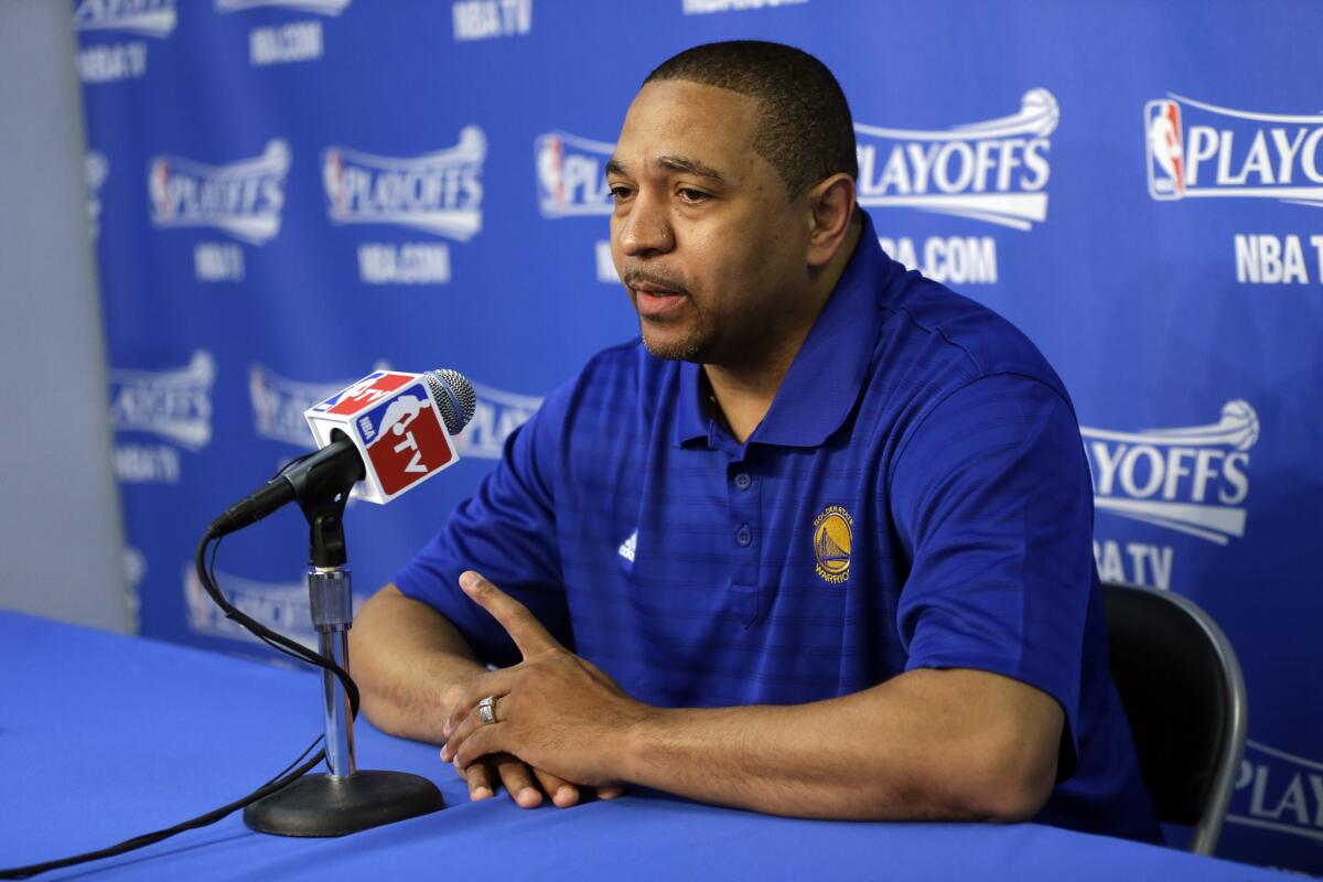 Warriors Coach Mark Jackson addresses the media before Game 4 of his club's playoff series against the Clippers.