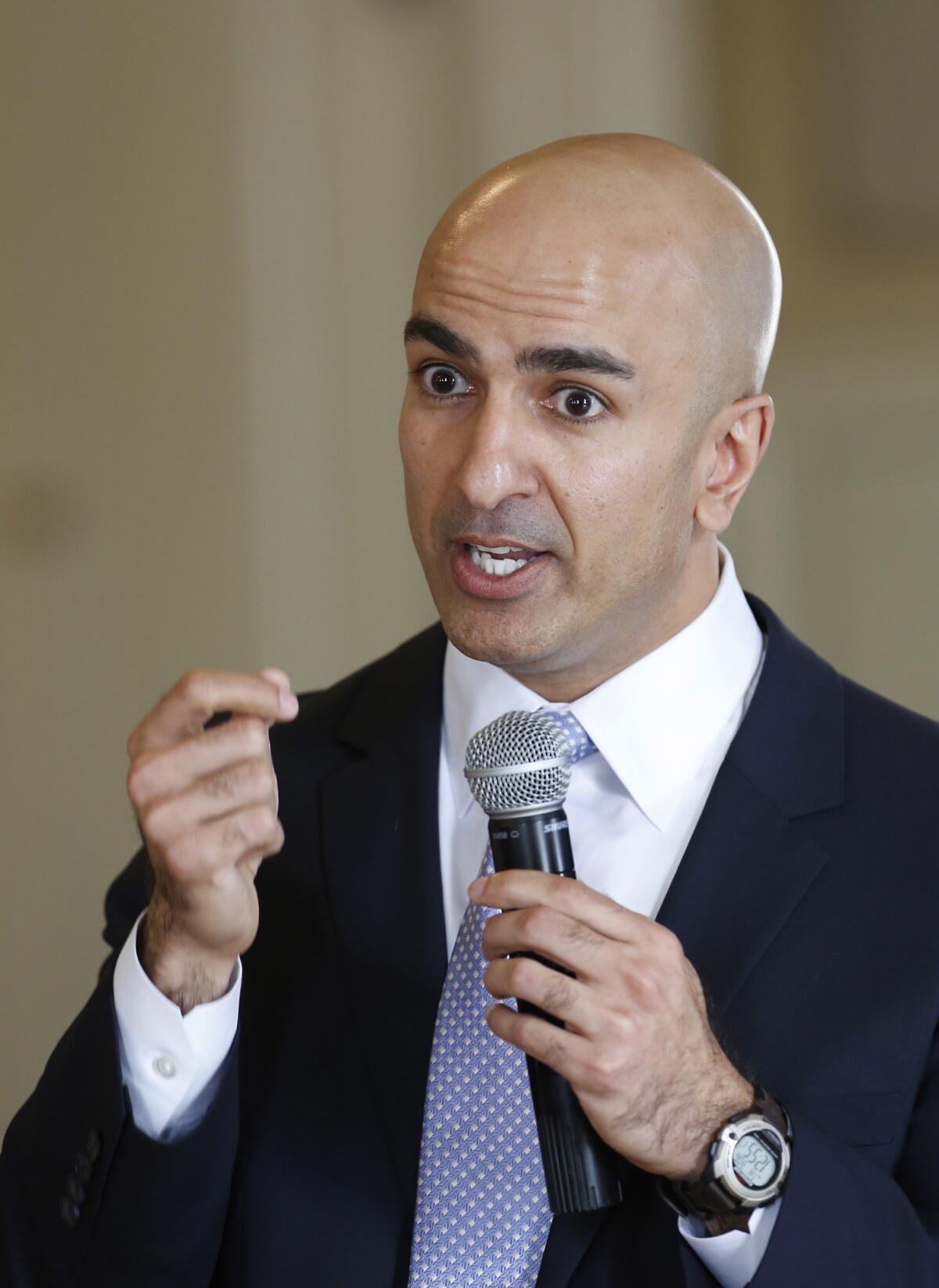 Republican candidate for governor Neel Kashkari speaks at the Sacramento Press Club on Thursday, blaming Gov. Jerry Brown for widening income inequality in California.