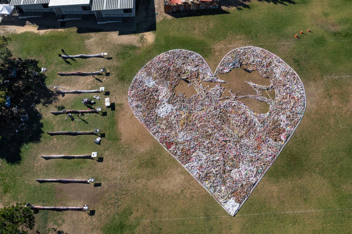 Giant heart made with paper links