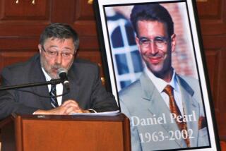 FILE - In this April 15, 2007, file photo, Dr. Judea Pearl, father of American journalist Daniel Pearl, who was killed by terrorists in 2002, speaks in Miami Beach, Fla. A Pakistani court on Thursday, April 2, 2020, overturned the murder conviction of a British Pakistani man found guilty of the kidnapping and murder of Wall Street journalist Daniel Pearl. (AP Photo/Wilfredo Lee, File)