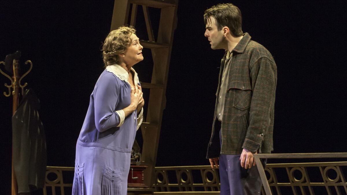 Zachary Quinto with Cherry Jones in "The Glass Menagerie" in 2013 at the Booth Theatre in New York.