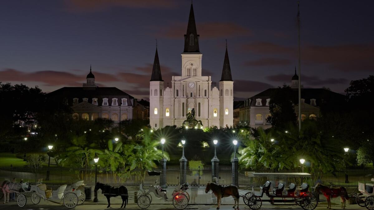 You can fly round trip to New Orleans on Southwest from LAX for $208 and enjoy such views as dusk overlooking Jackson Square and St. Louis Cathedral.