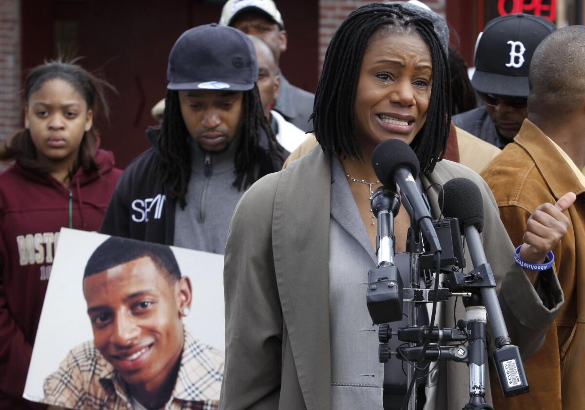 Thulani DeMarsay, aunt of police shooting victim Danroy Henry Jr., at a 2011 news conference.