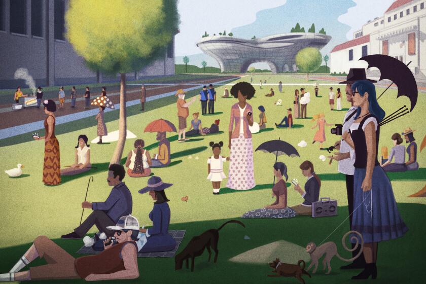 Illustration to go with story on plans for Exposition Park for next weeks cover. CREDIT: Illustration by Cameron Cottrill For The Times