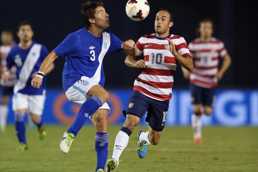 Landon Donovan of the U.S., shown pursuing the ball against Guatemala's Enoc Vasquez, sees the Gold Cup as an opportunity to help himself to a World Cup spot.