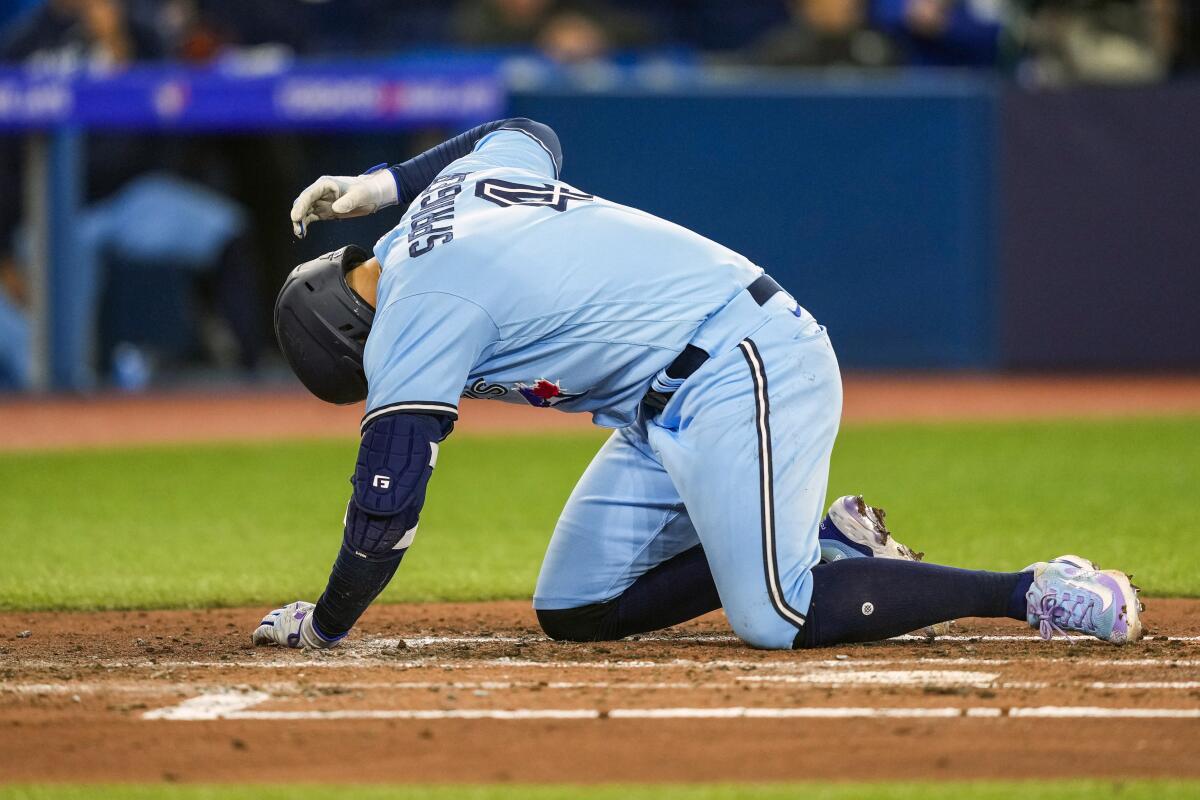 George Springer and Cavan Biggio of the Toronto Blue Jays