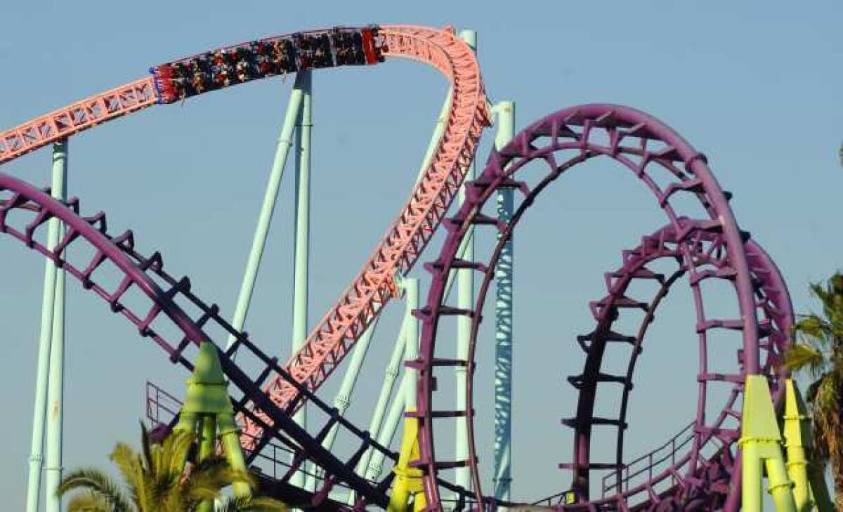 A roller-coaster ride at Knott's Berry Farm in Buena Park.