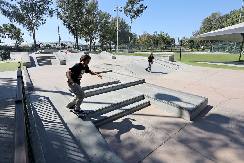 New guidelines issued Monday by the California Department of Public Health has allowed the city of Costa Mesa to reopen its playgrounds including the city's Volcom skate park, shown above.