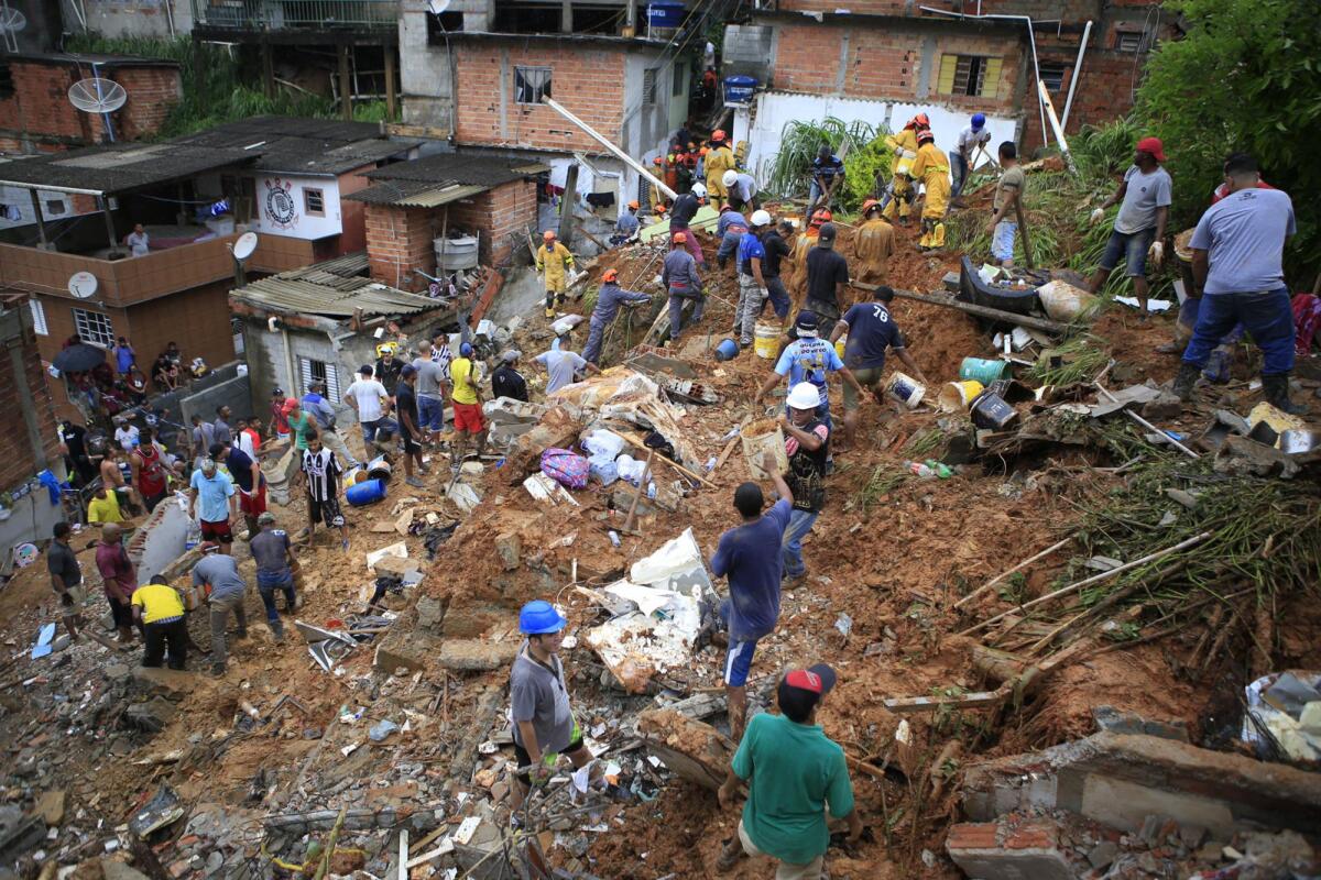 People searching for landslide victims