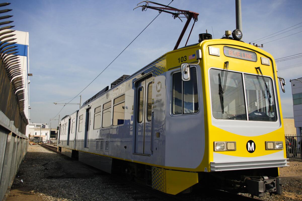 Refurbished Metro train cars like this one are part of Metro's planned multi-year, $1.2-billion overhaul for the Blue Line.