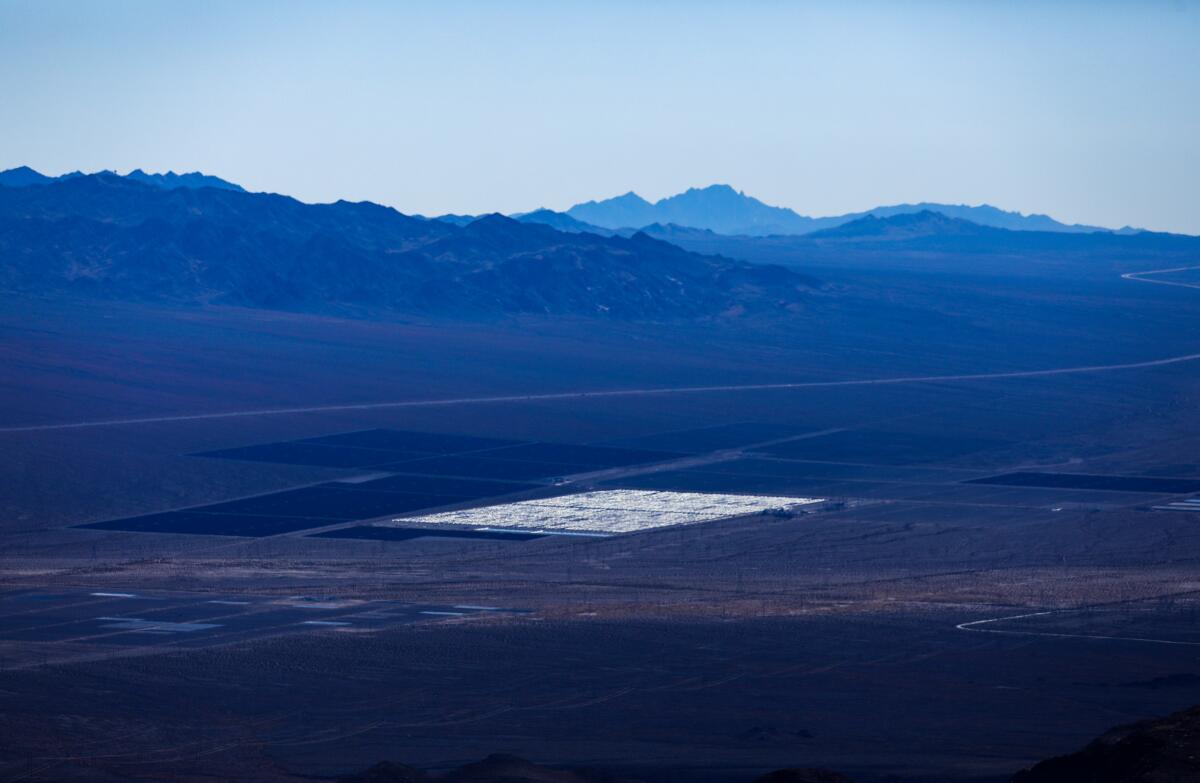 A solar farm outside Las Vegas, seen from Nevada's Black Mountain.
