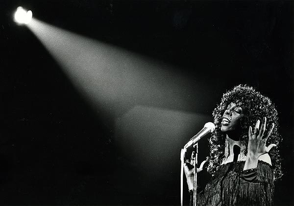Donna Summer performs at the Universal Amphitheater on July 28, 1983.