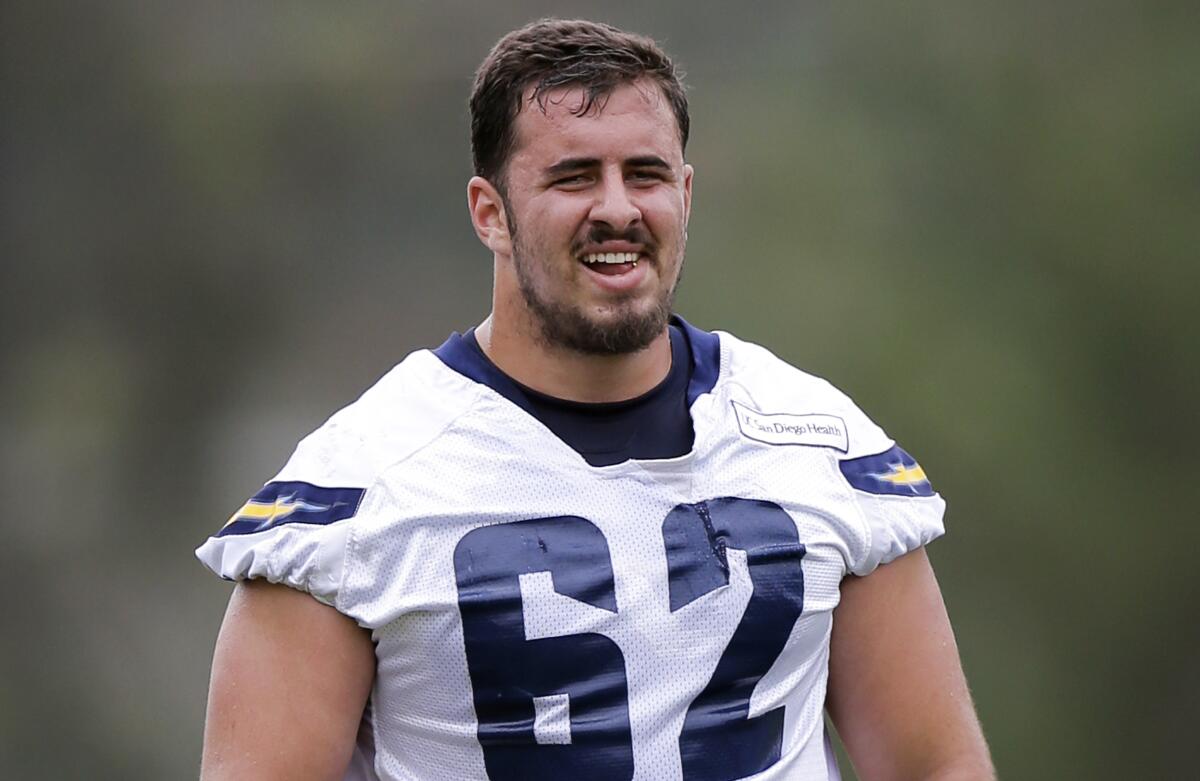 San Diego Chargers center Max Tuerk participates in training camp prior to the 2016 NFL season.