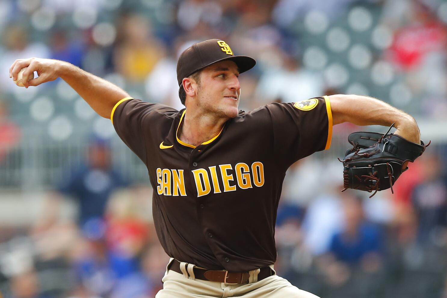 LOS ANGELES, CA - SEPTEMBER 10: San Diego Padres second baseman Adam Frazier  (12) looks on during batting practice before the MLB game between the San  Diego Padres and the Los Angeles