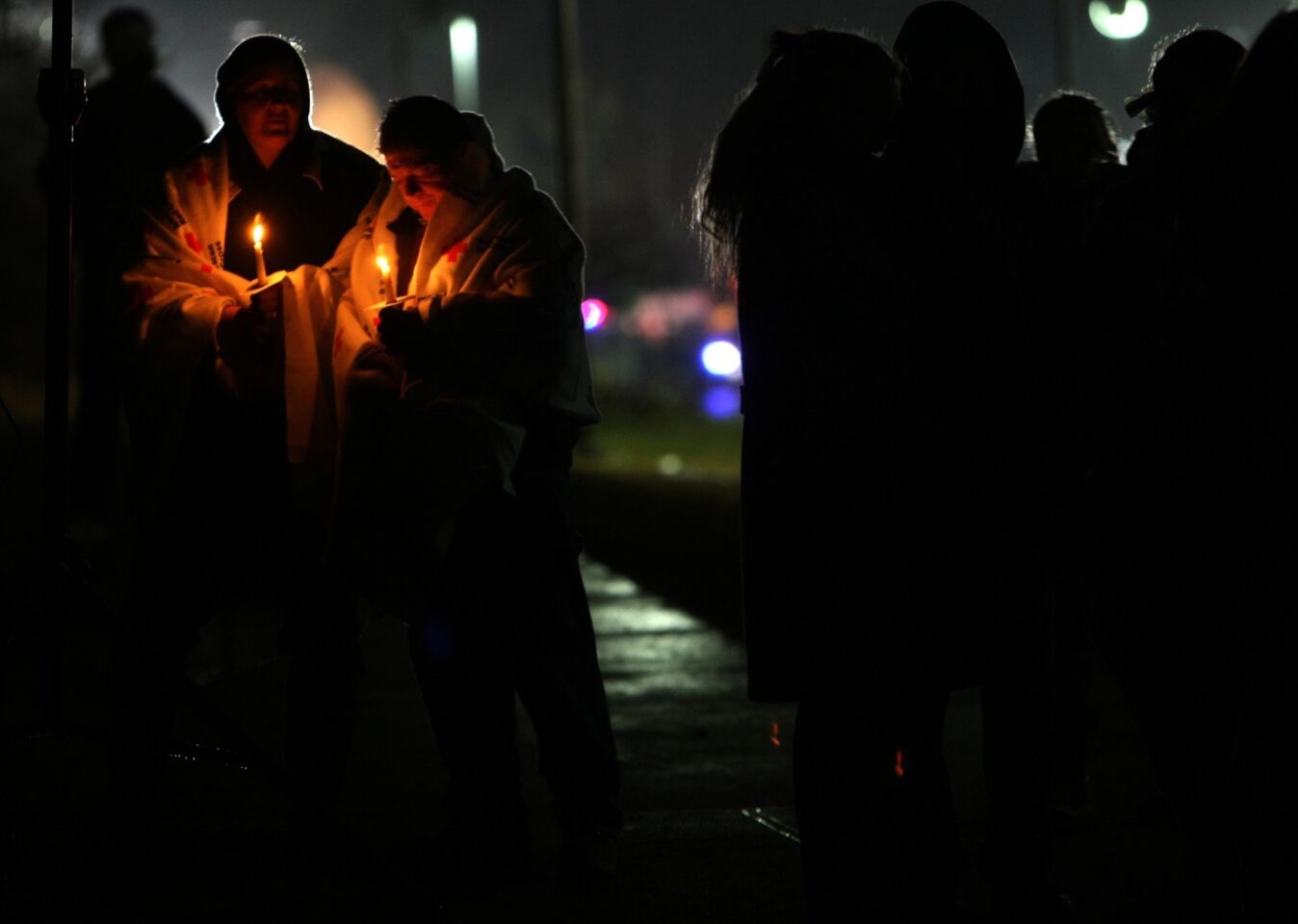 Candlelight outside the memorial