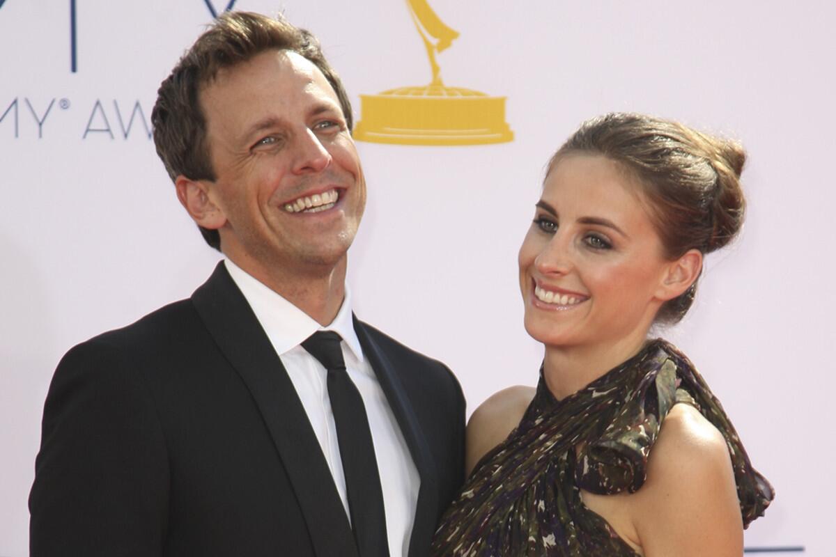 Seth Meyers and Alexi Ashe at the 64th Annual Primetime Emmy Awards in September at L.A. Live in downtown Los Angeles.