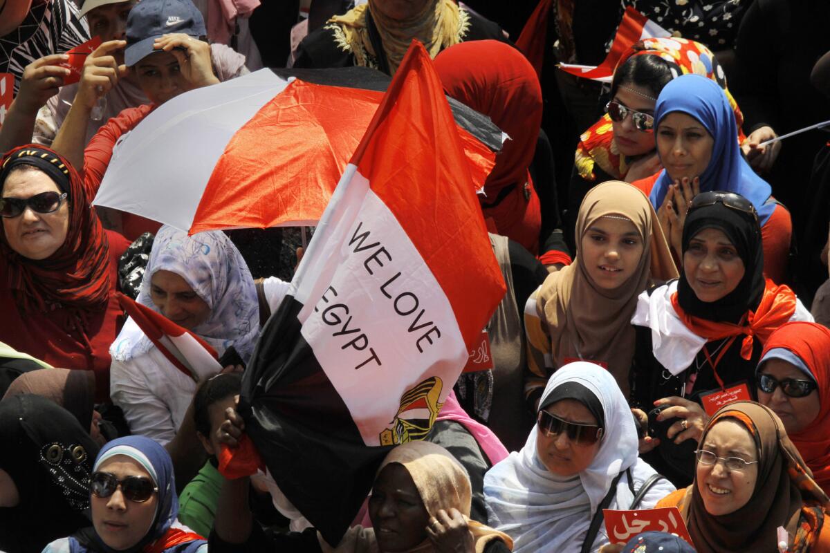 Opponents of Egyptian President Mohammed Morsi protest in Tahrir Square in Cairo.