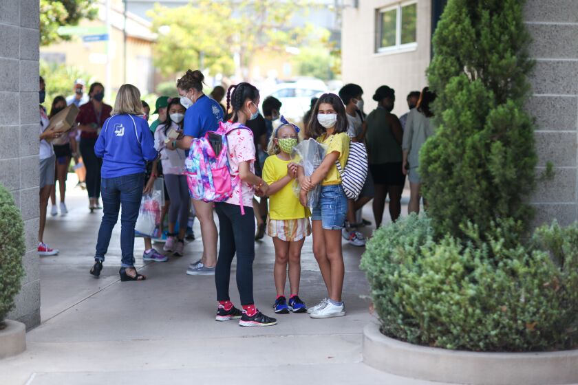Middle school students at La Jolla Country Day School during their Aug. 16 orientation