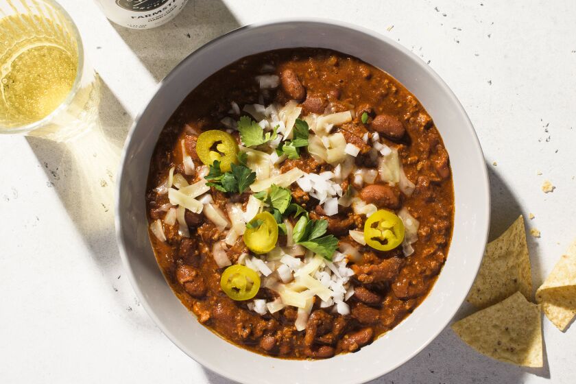 This image released by Milk Street shows a recipe for Beef and Bean Chili. (Milk Street via AP)
