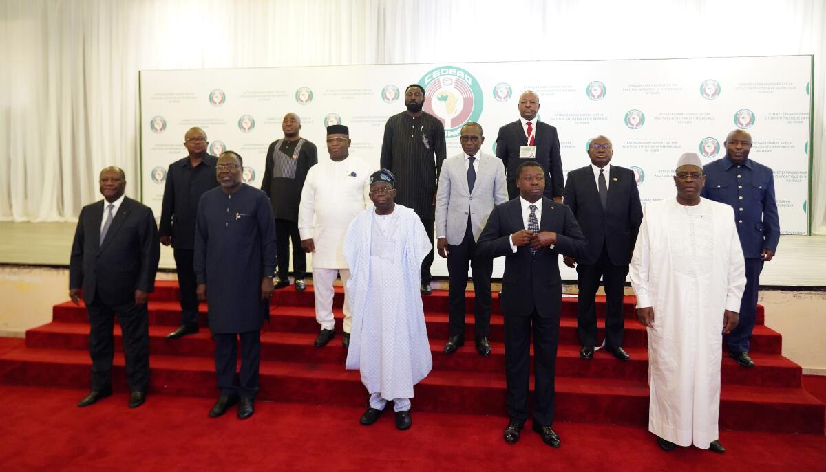 Leaders of West African nations before a meeting in Abuja, Nigeria
