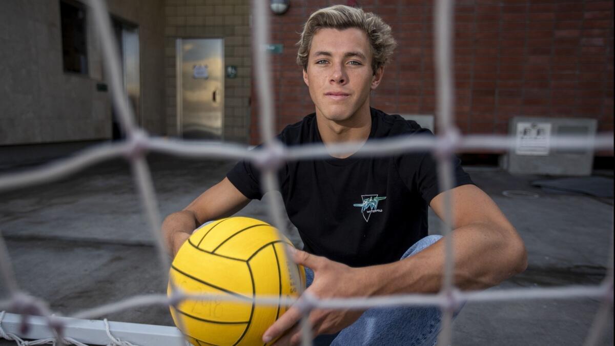 Caedmon Fisher entered Saturday with 148 goals scored this season for the Costa Mesa High boys' water polo team.